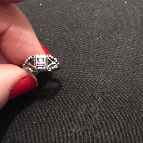 New 925 Sterling Silver Amethyst Scroll Toe RING size 3 NWOT - Picture 9 of 10